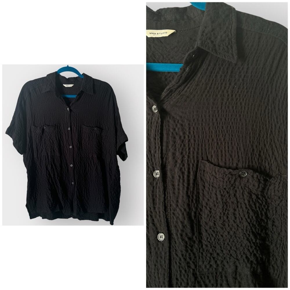 Max Studio crinkle button down shirt